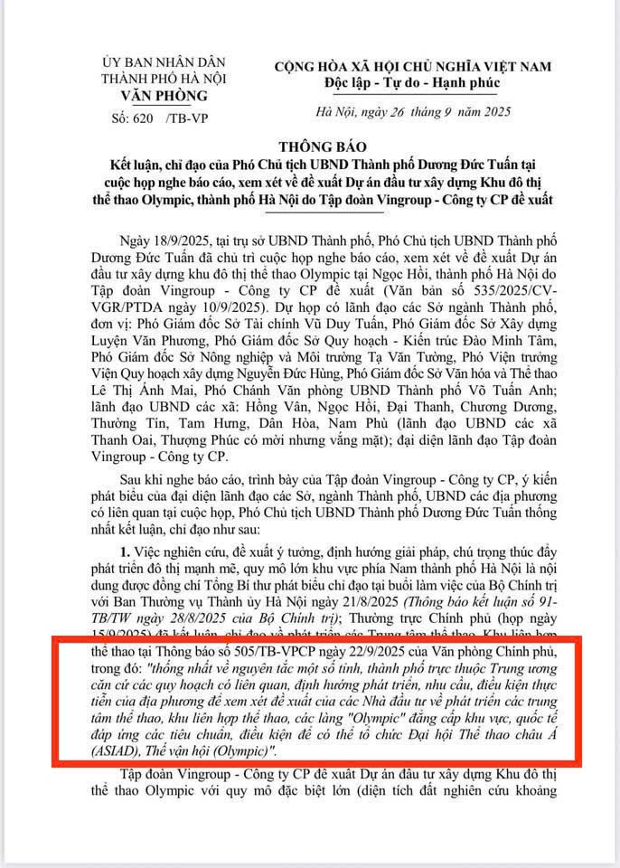 Tư liệu liên quan buổi làm việc về đề xuất khu đô thị thể thao tại Hà Nội (tham khảo)